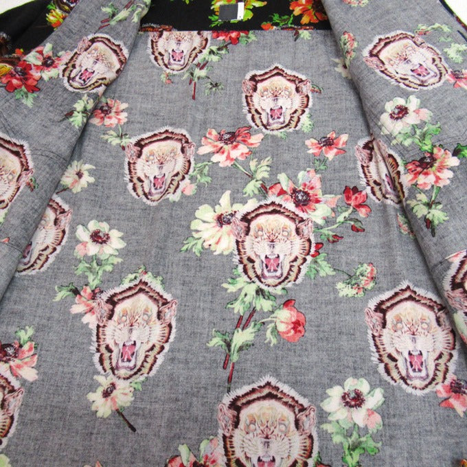FACETASM Lion Flower All-Over Flannel Shirt Black Size 4
