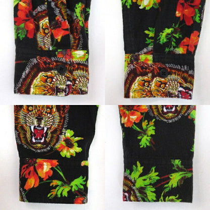 FACETASM Lion Flower All-Over Flannel Shirt Black Size 4