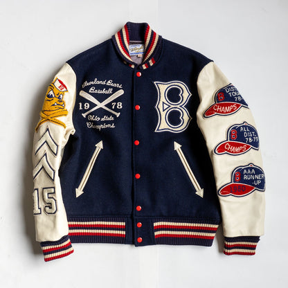 Whitesville Embellished Leather Varsity Jacket Size 40