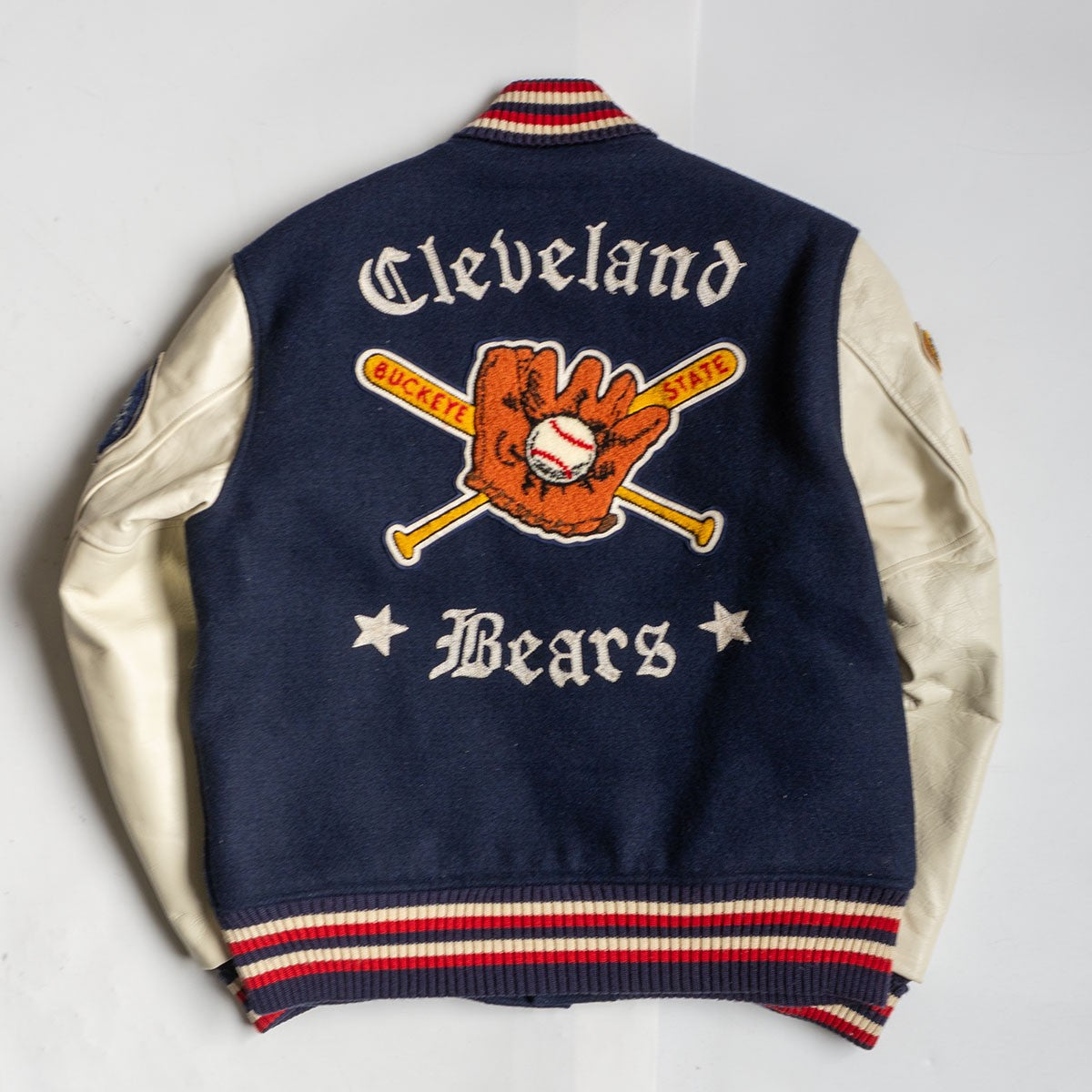 Whitesville Embellished Leather Varsity Jacket Size 40