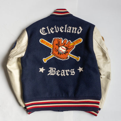 Whitesville Embellished Leather Varsity Jacket Size 40