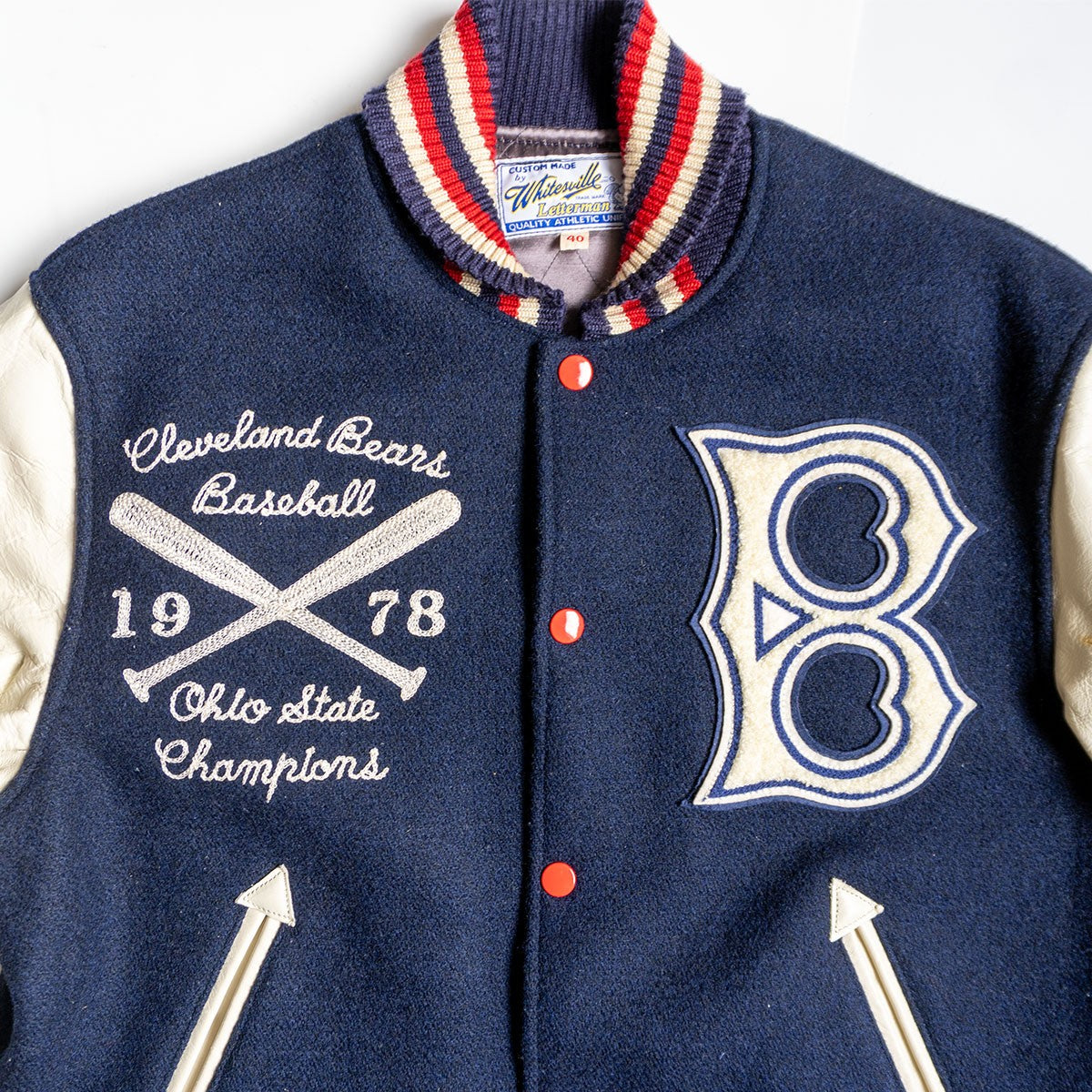 Whitesville Embellished Leather Varsity Jacket Size 40
