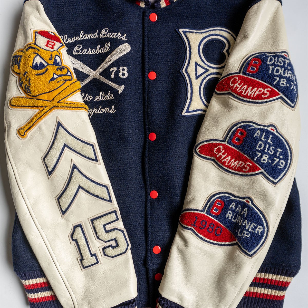Whitesville Embellished Leather Varsity Jacket Size 40