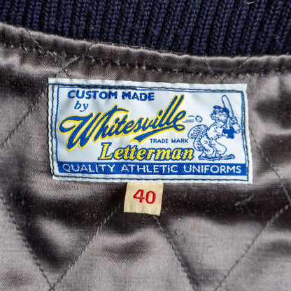 Whitesville Embellished Leather Varsity Jacket Size 40