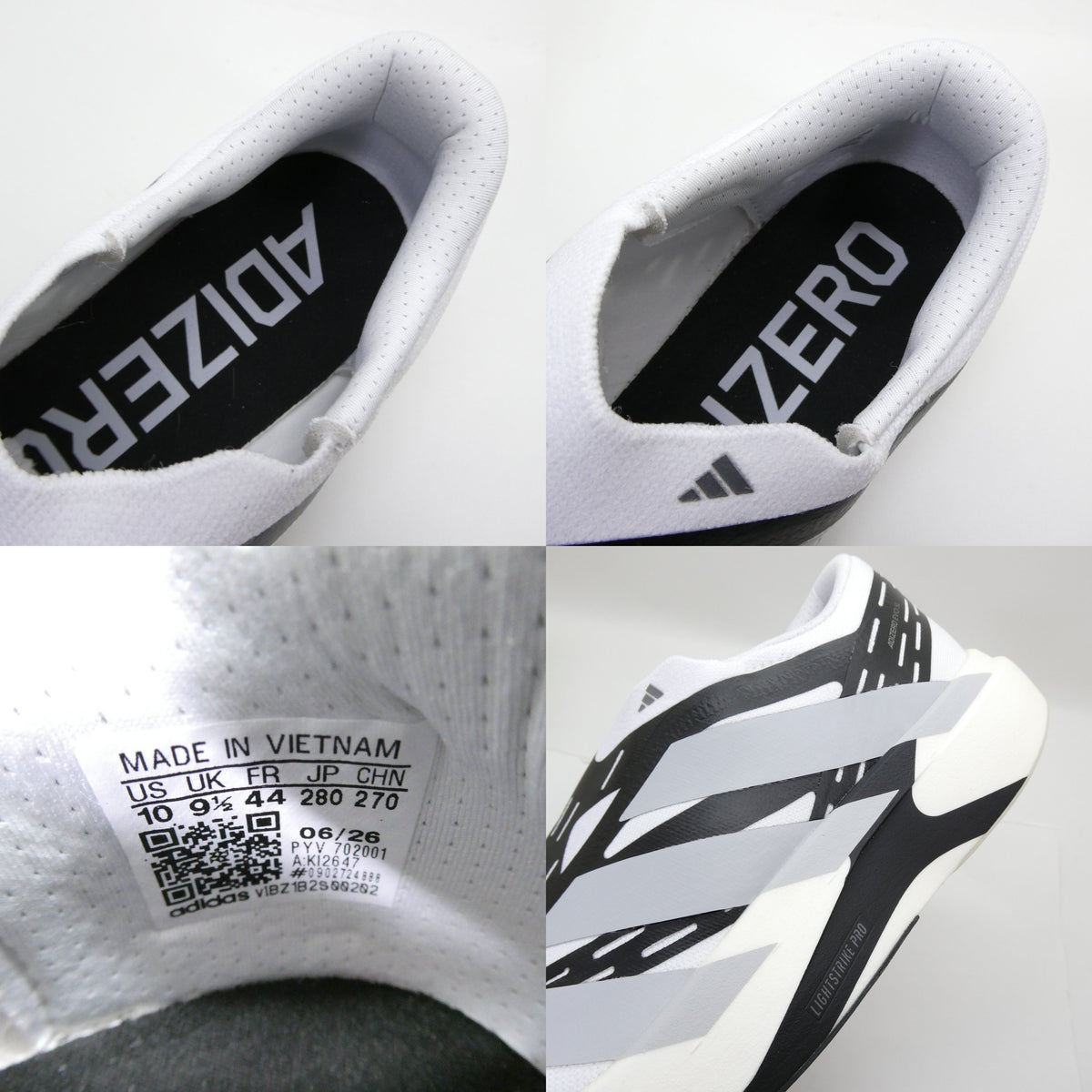 ADIDAS ADIZERO EVO SL LIGHTSTRIKEPRO White Grey Sneakers Size 10