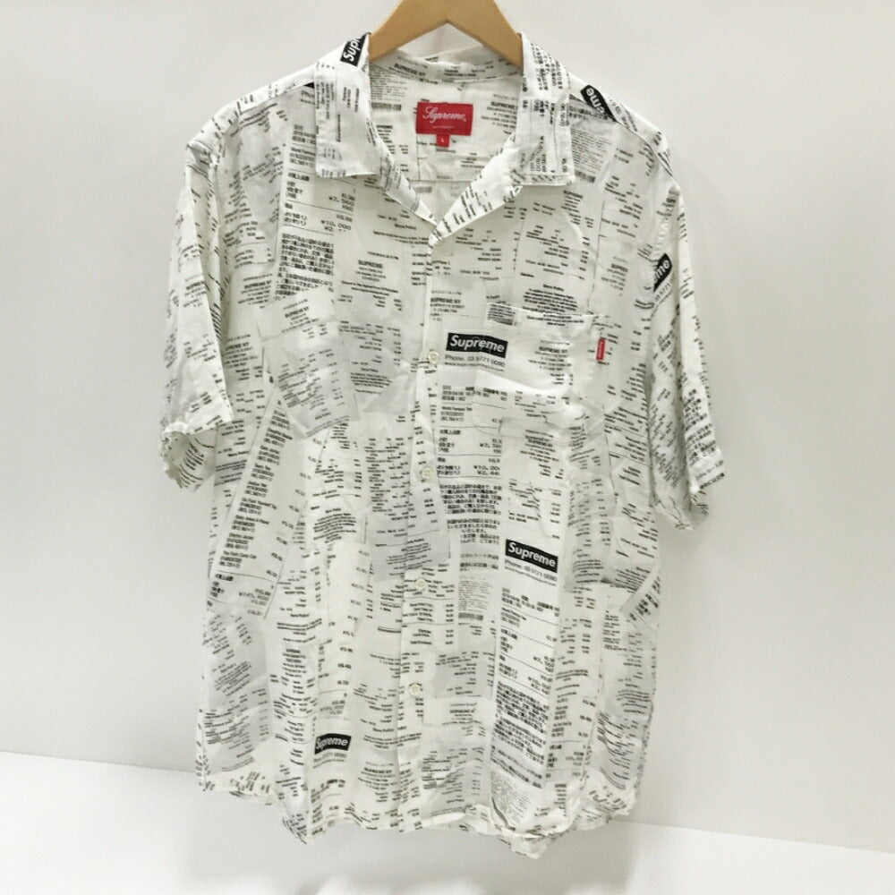 Supreme Receipts All-Over Print Rayon S/S Shirt White Size L