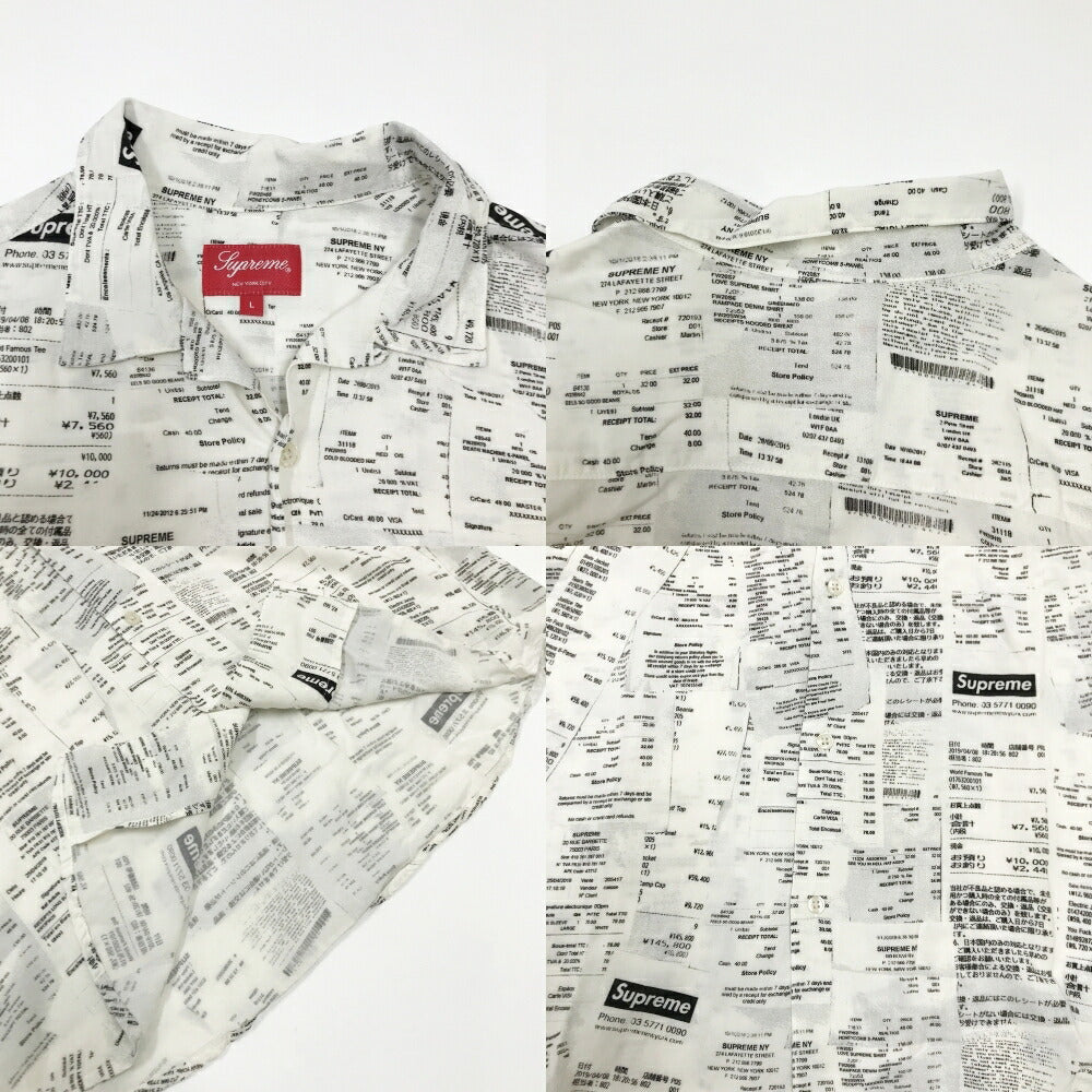 Supreme Receipts All-Over Print Rayon S/S Shirt White Size L