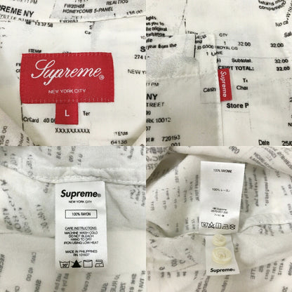 Supreme Receipts All-Over Print Rayon S/S Shirt White Size L