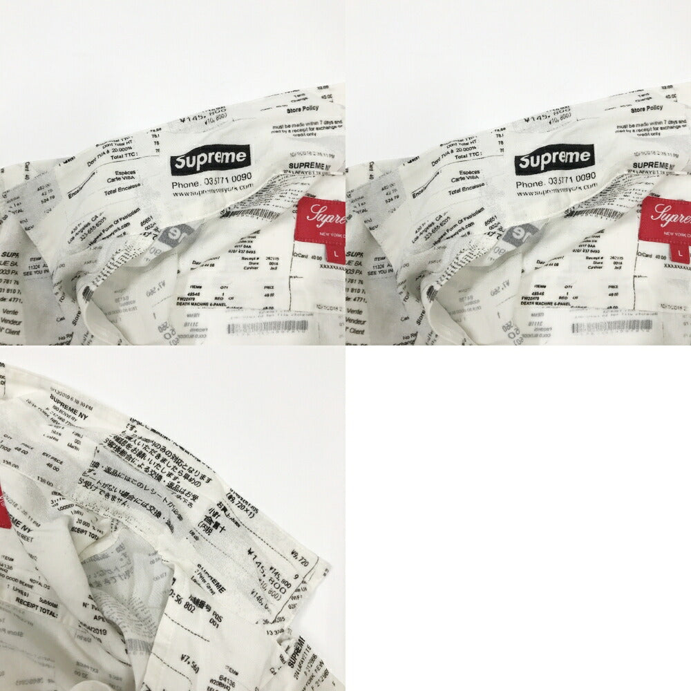 Supreme Receipts All-Over Print Rayon S/S Shirt White Size L