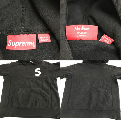 Supreme S Logo Quilted Hoodie Black Size M