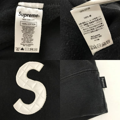 Supreme S Logo Quilted Hoodie Black Size M