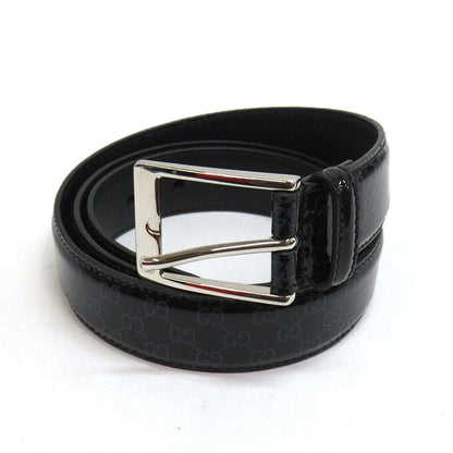 GUCCI Micro GG Patent Leather Belt Black/Navy Size 90