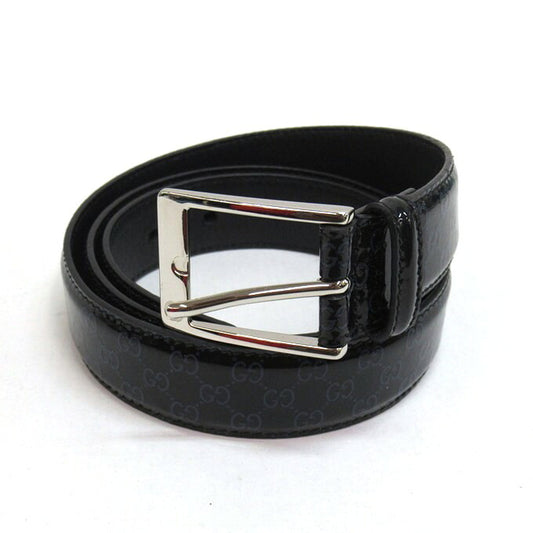 GUCCI Micro GG Patent Leather Belt Black/Navy Size 90