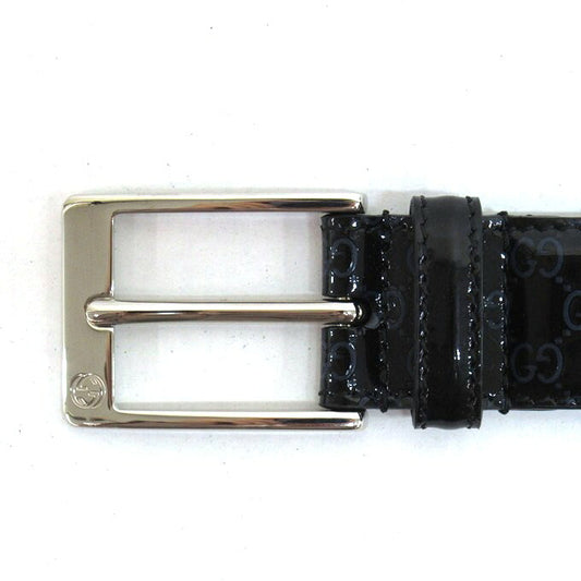 GUCCI Micro GG Patent Leather Belt Black/Navy Size 90