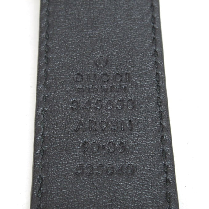GUCCI Micro GG Patent Leather Belt Black/Navy Size 90