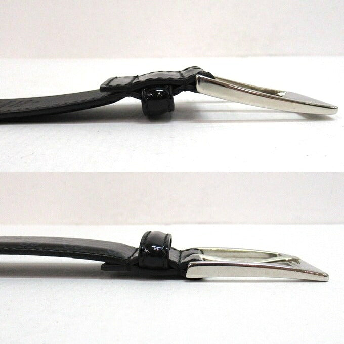 GUCCI Micro GG Patent Leather Belt Black/Navy Size 90