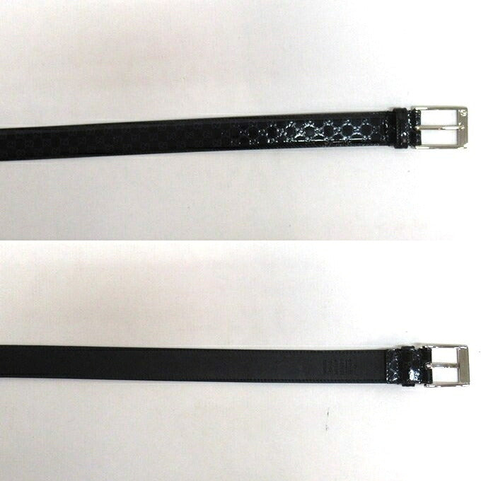 GUCCI Micro GG Patent Leather Belt Black/Navy Size 90