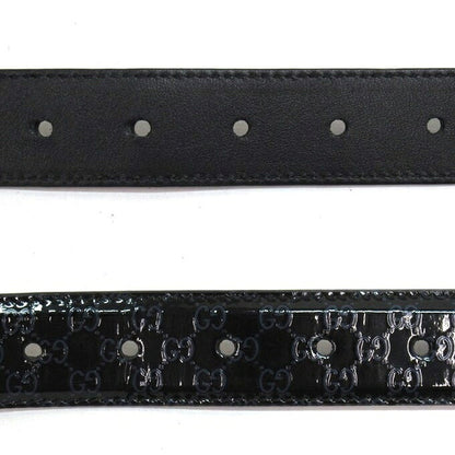 GUCCI Micro GG Patent Leather Belt Black/Navy Size 90