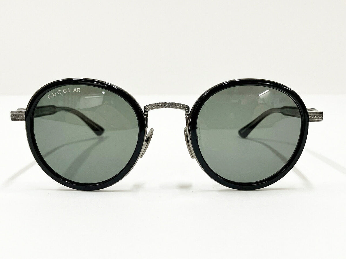 GUCCI GG0067S Sunglasses Black Silver Green Size 48