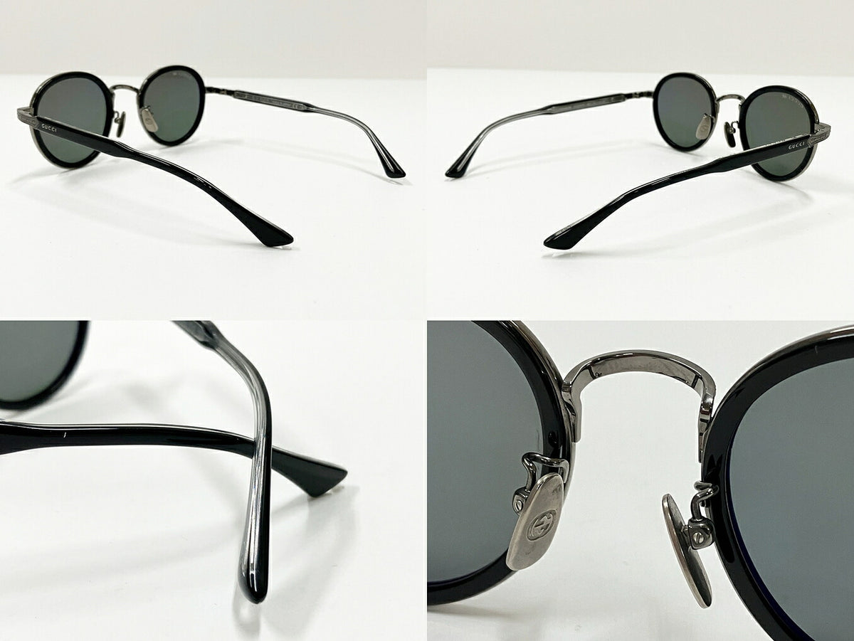 GUCCI GG0067S Sunglasses Black Silver Green Size 48