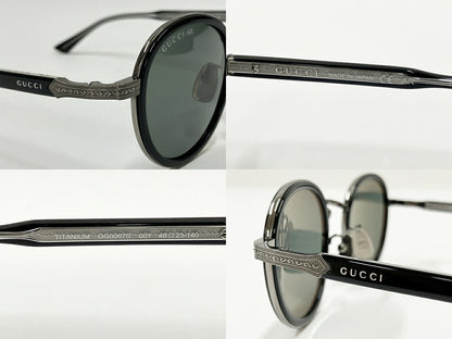 GUCCI GG0067S Sunglasses Black Silver Green Size 48