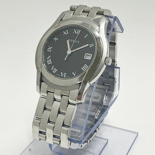 GUCCI 5500M Quartz Black Dial Silver Watch