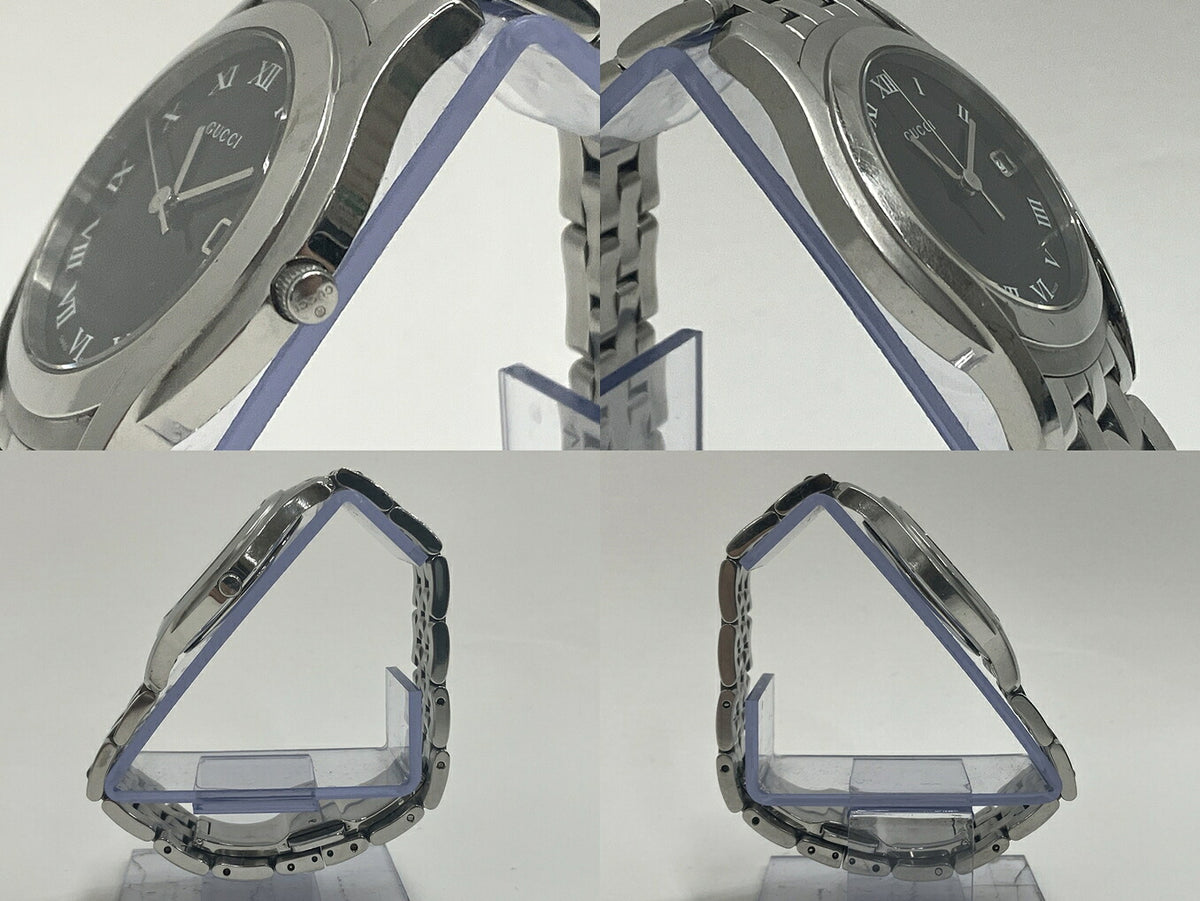 GUCCI 5500M Quartz Black Dial Silver Watch