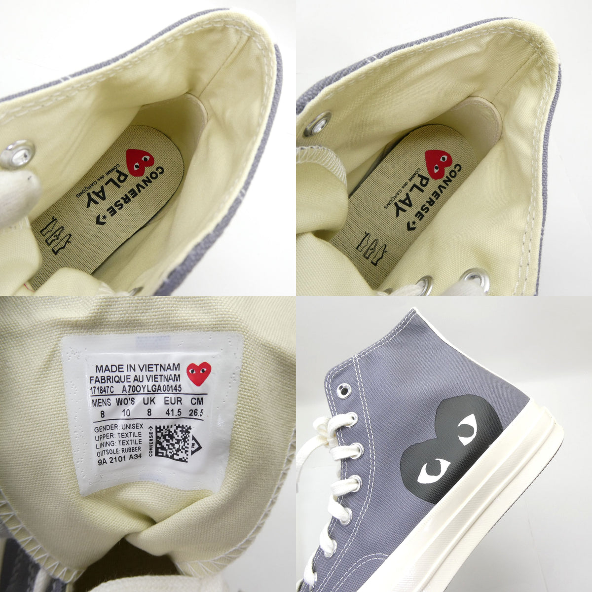 PLAY COMME DES GARCONS x Converse Gray Sneakers Size 8.5