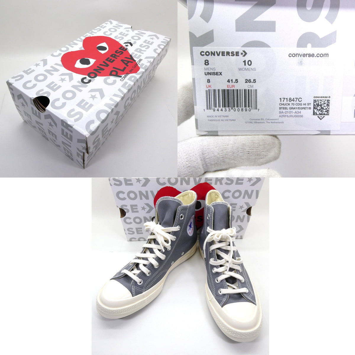 PLAY COMME DES GARCONS x Converse Gray Sneakers Size 8.5