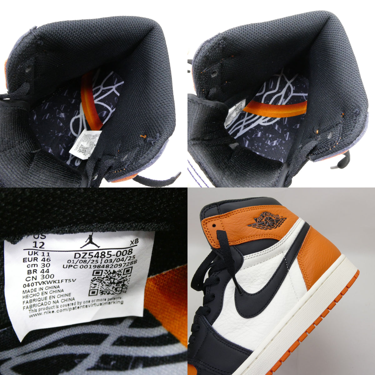 NIKE AIR JORDAN 1 Retro OG Backboard Sneakers Size 30.0