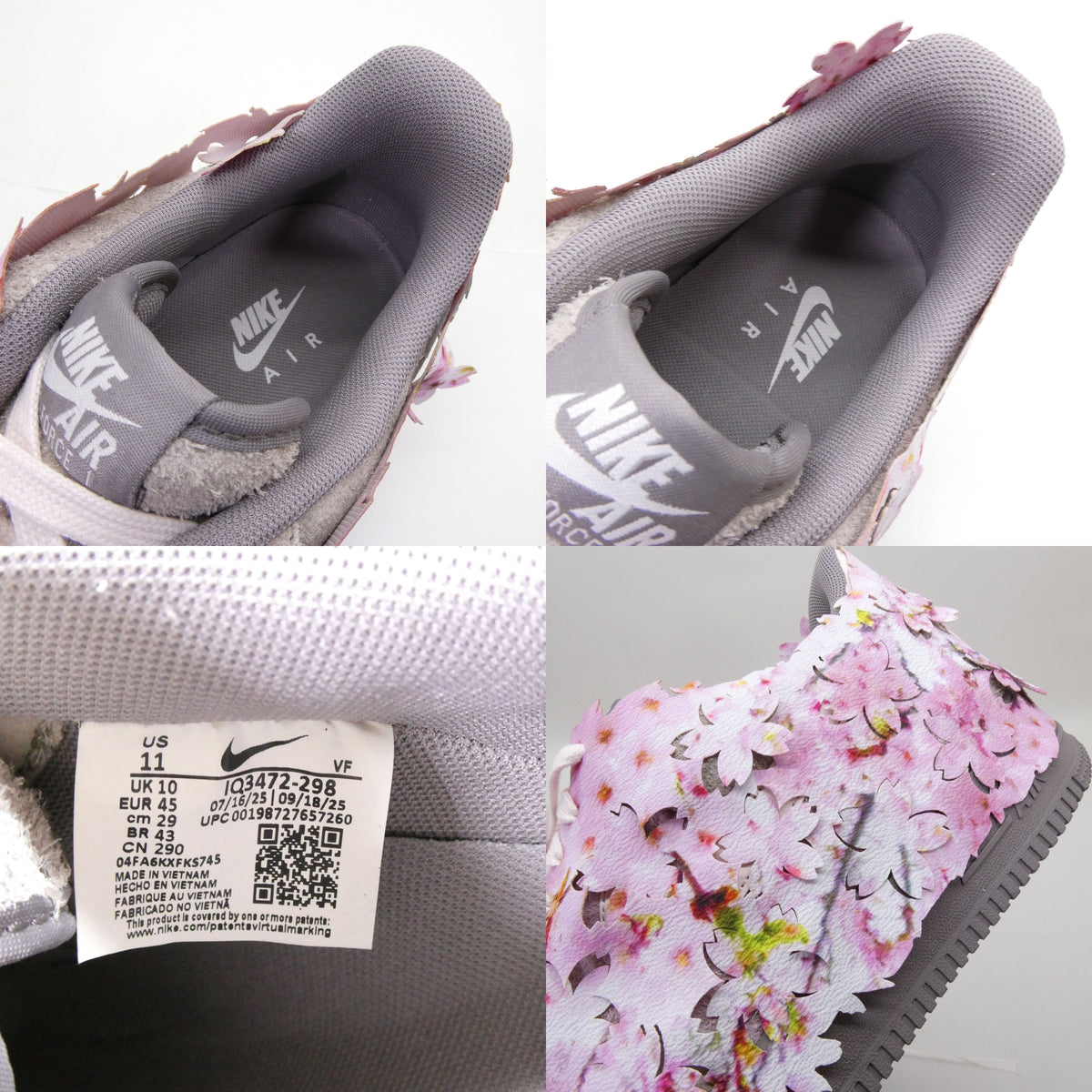 NIKE AIR FORCE 1 '07 PRM Cherry Blossoms Sneakers Size 29.0