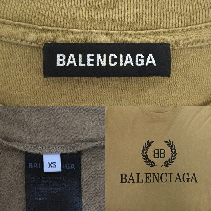 BALENCIAGA BB Logo Brown T-Shirt Size XS