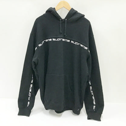 Supreme Text Stripe Hoodie Black Size XL