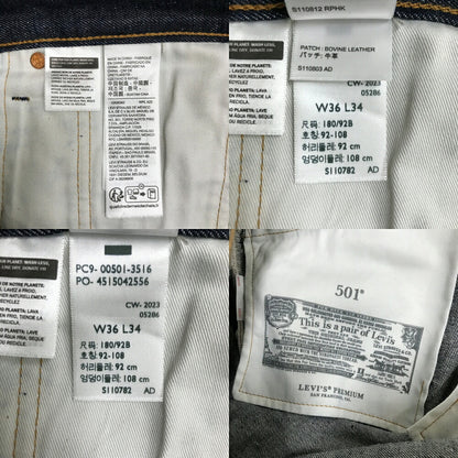 Levi's PREMIUM 501 BIG E Denim Jeans Blue Size 36