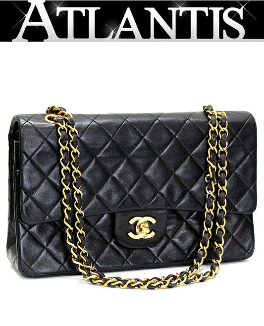 CHANEL Matelasse 25 Double Flap Bag Black Size ONE SIZE