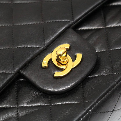 CHANEL Matelasse 25 Double Flap Bag Black Size ONE SIZE