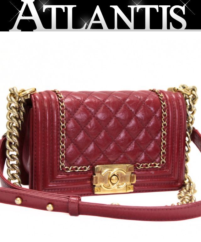 CHANEL Boy Chanel 20 Matelasse Aged Bag Red Size ONE SIZE