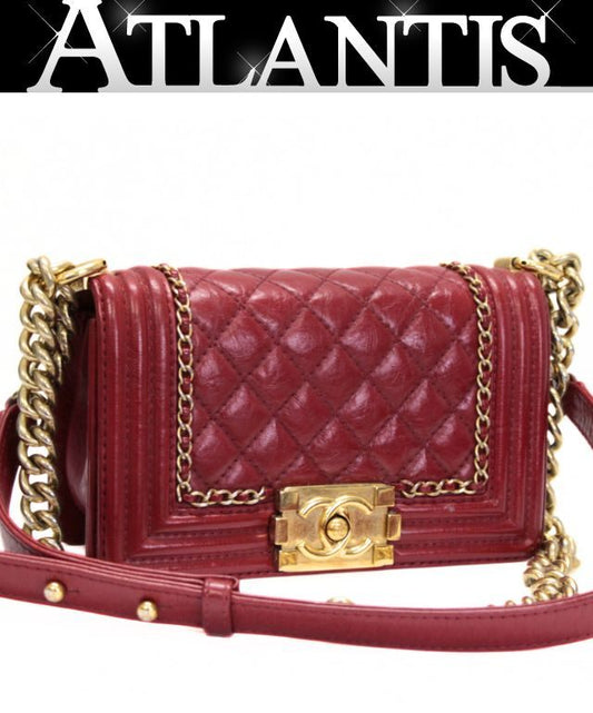 CHANEL Boy Chanel 20 Matelasse Aged Bag Red Size ONE SIZE