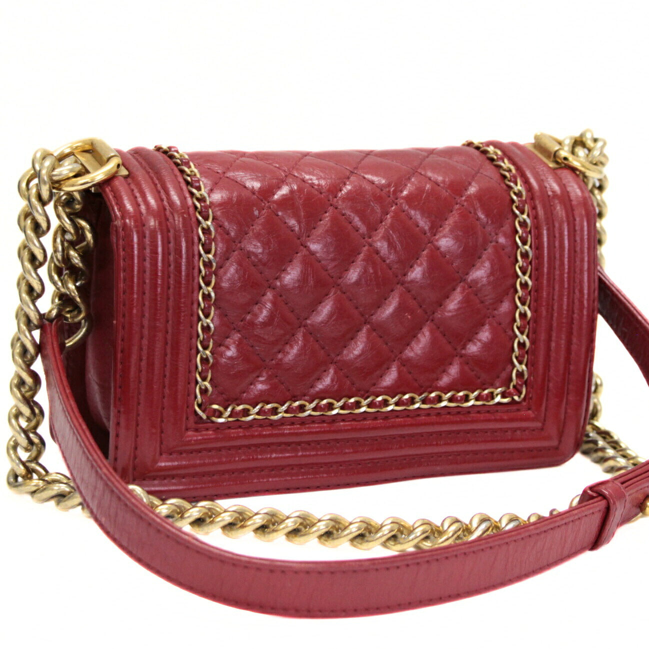CHANEL Boy Chanel 20 Matelasse Aged Bag Red Size ONE SIZE