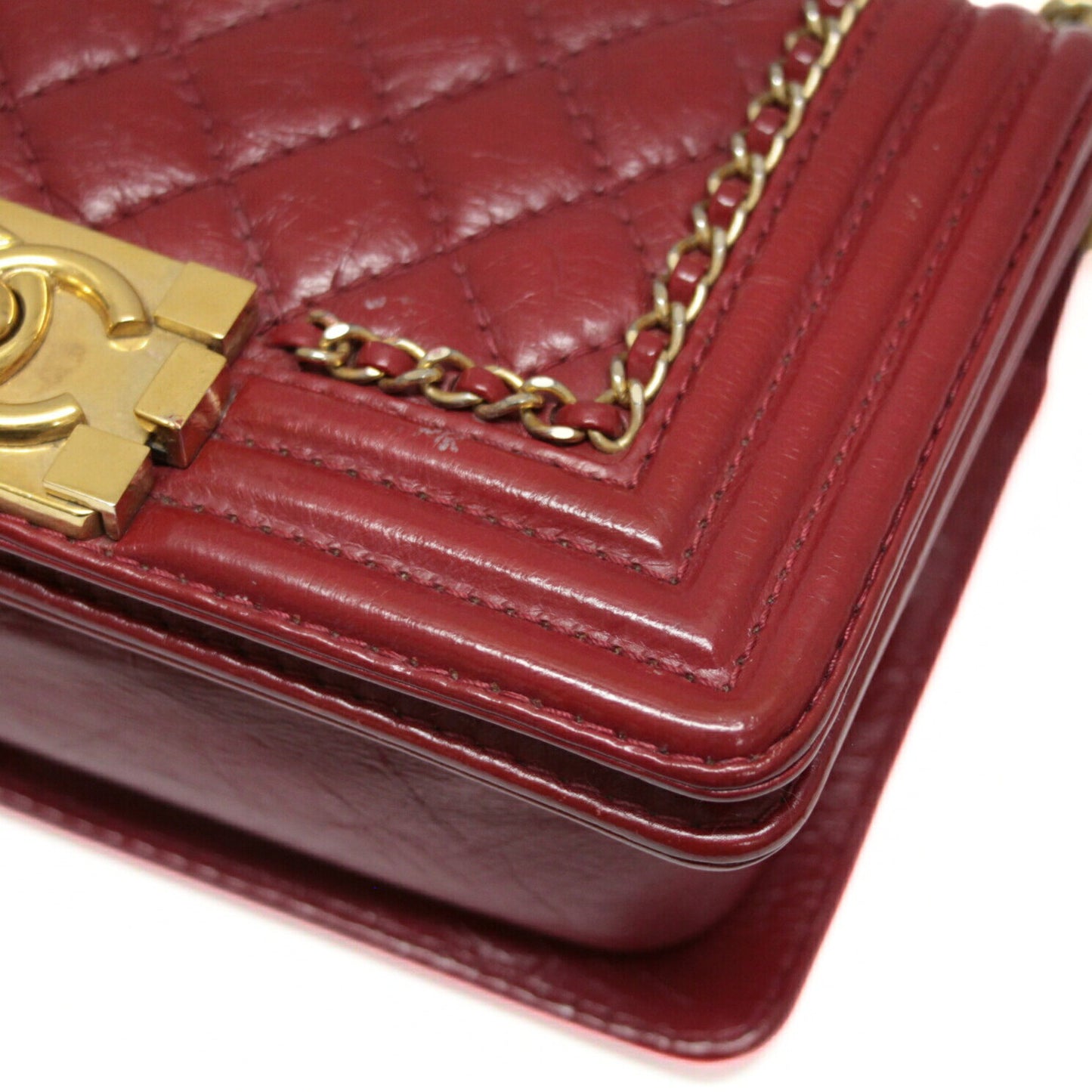 CHANEL Boy Chanel 20 Matelasse Aged Bag Red Size ONE SIZE