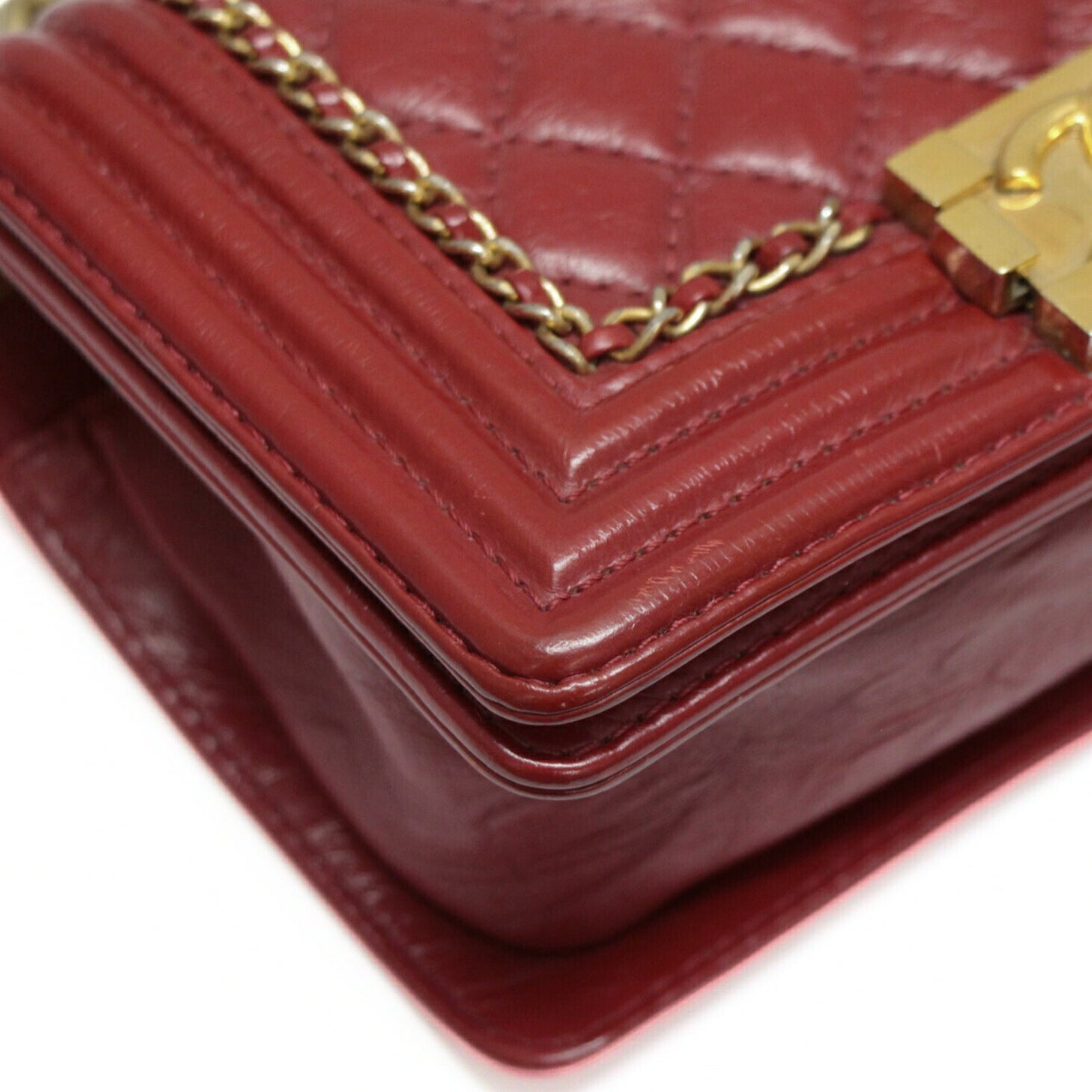 CHANEL Boy Chanel 20 Matelasse Aged Bag Red Size ONE SIZE
