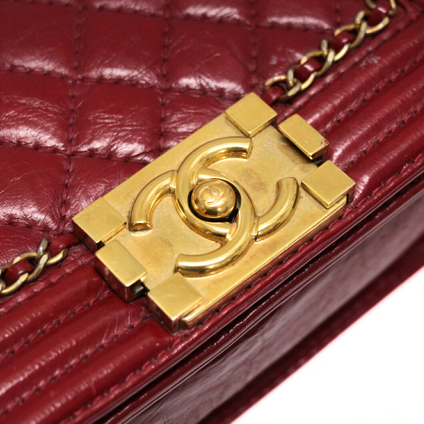 CHANEL Boy Chanel 20 Matelasse Aged Bag Red Size ONE SIZE