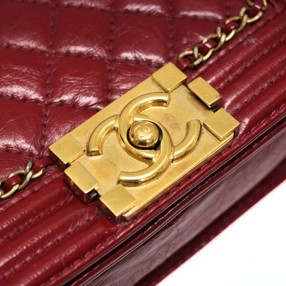 CHANEL Boy Chanel 20 Matelasse Aged Bag Red Size ONE SIZE