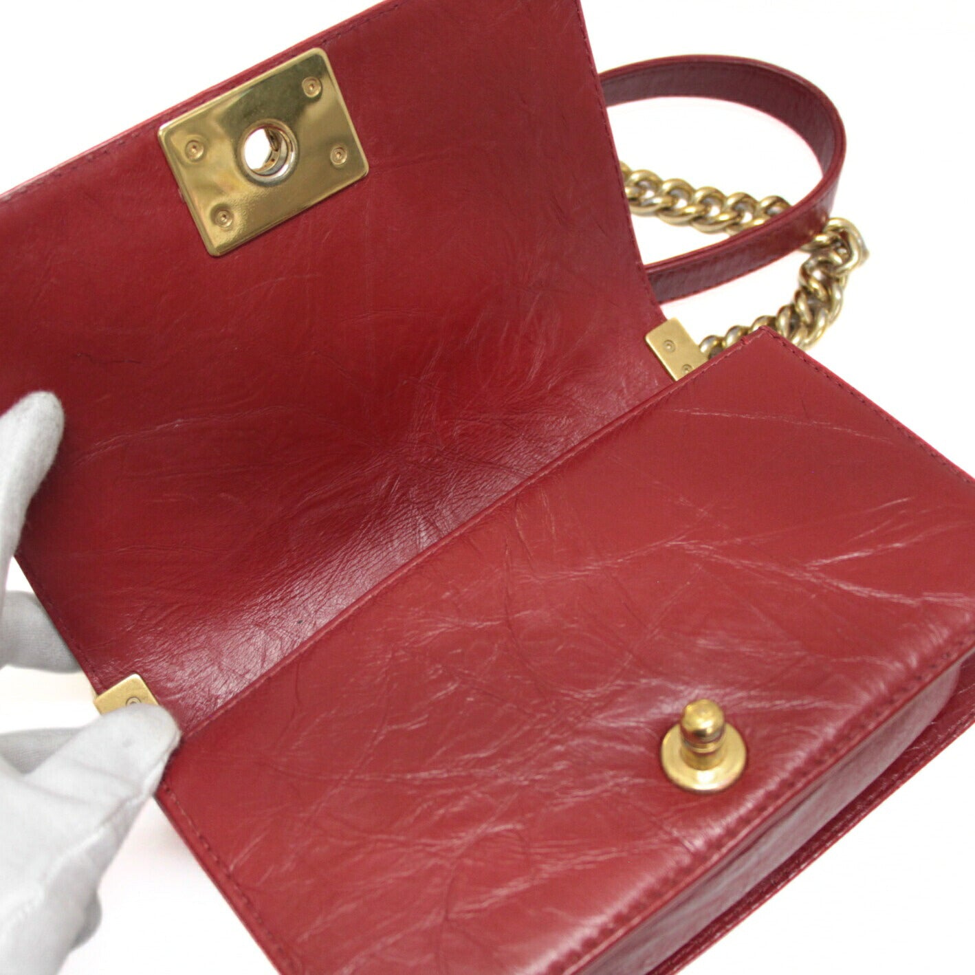 CHANEL Boy Chanel 20 Matelasse Aged Bag Red Size ONE SIZE