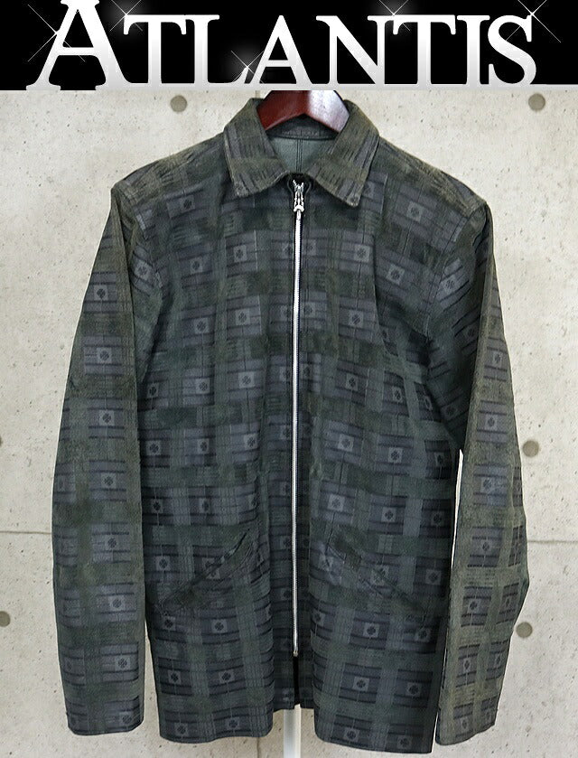 CHROME HEARTS Flare Knee Dagger Zip Shirt Green Size M