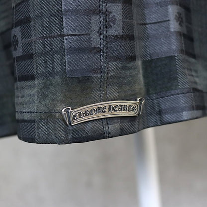CHROME HEARTS Flare Knee Dagger Zip Shirt Green Size M