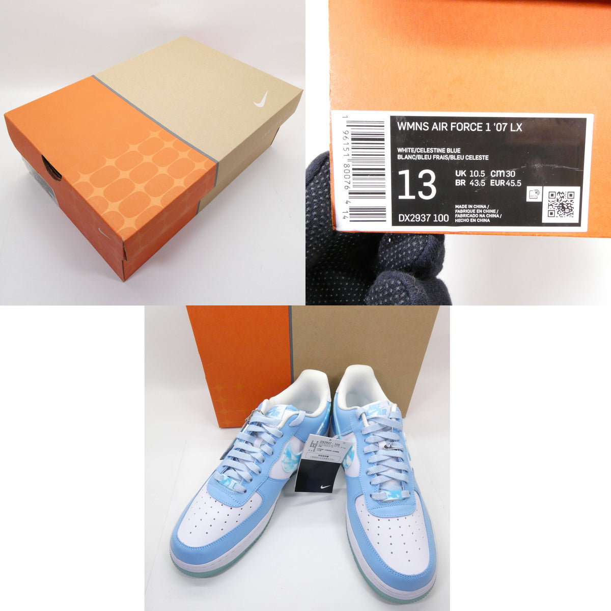 NIKE WMNS Air Force 1 '07 LX Nail Art Sneakers Size 30.0