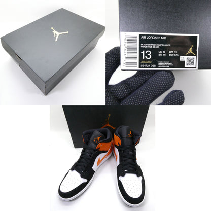 NIKE AIR JORDAN 1 Mid Shattered Orange Sneakers Size 31.0