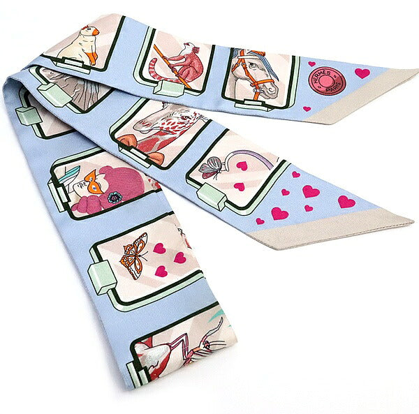 HERMES "HERMES STORY" Silk Twilly Blue Multi