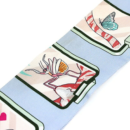 HERMES "HERMES STORY" Silk Twilly Blue Multi